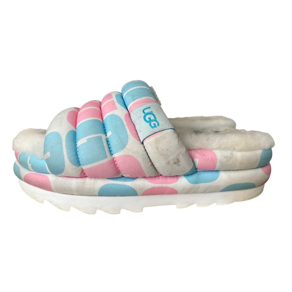 UGG PRIDE LOGO MAXI SLIDE PLATFORM SANDALS, WOMEN US 7